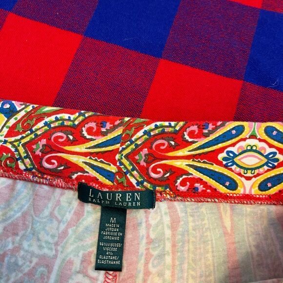 Lauren Ralph Lauren Palazzo Wide Leg Pull On Paisley Pants Size Medium - Picture 3 of 9